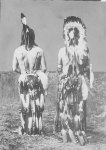 Two Omaha men wearing feather bustles -aka ,crow belt, - 1907.jpg