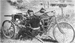 The 1901 Vickers Maxim Tricycle mounted two air cooled machine guns.JPG