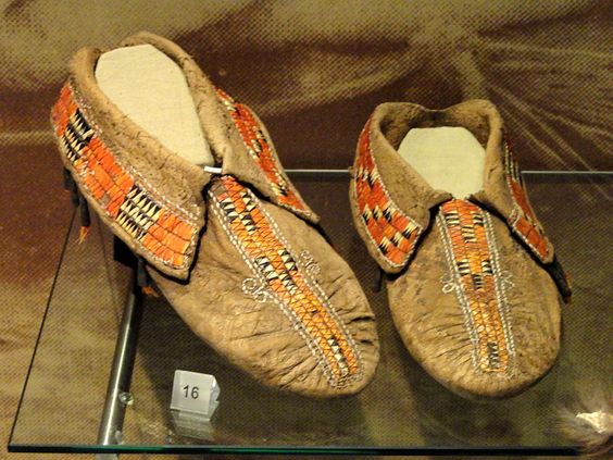 Moccasins with porcupine bristles, eastern woodlands, 18th or early 19th century .jpg
