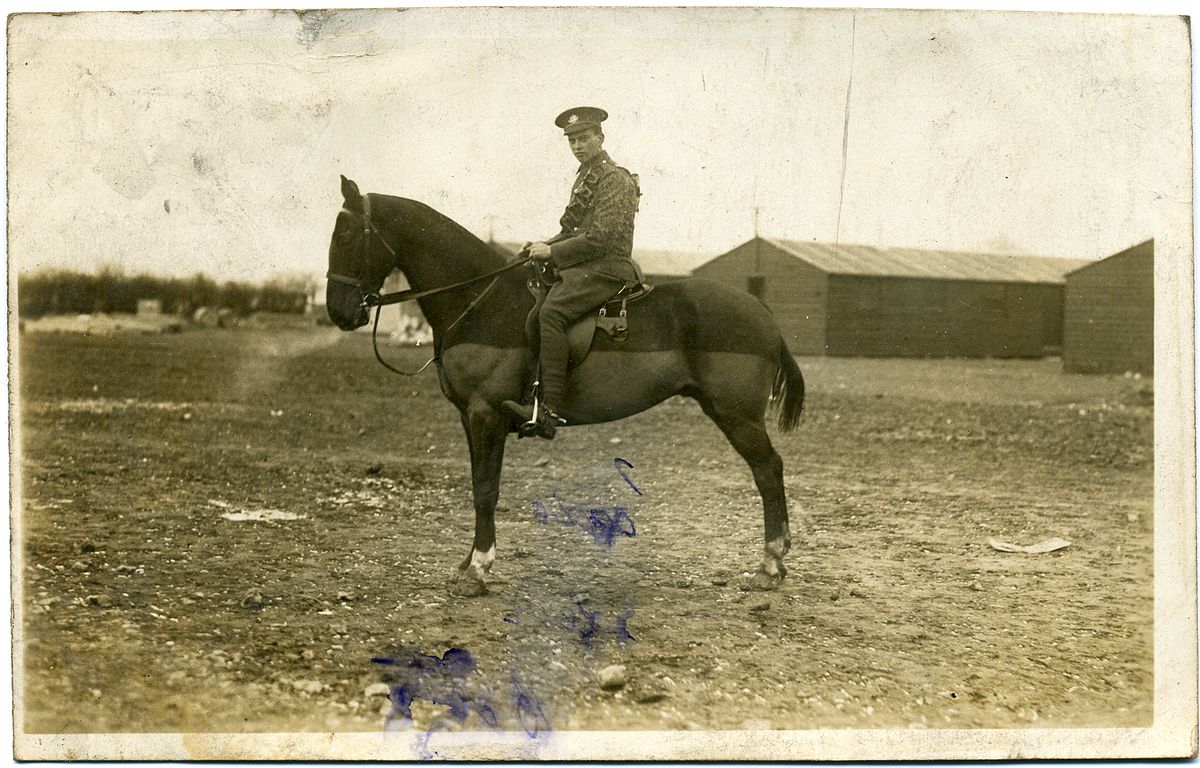 Postcard photo of Lance Corporal A. K. Croker of the Lancashire Hussars in 1915 during World W...jpg