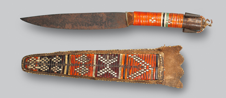 TRADE KNIFE WITH QUILLWORK CASE EASTERN WOODLANDS, BEFORE 1760 Collections of Fort Ligonier .jpg